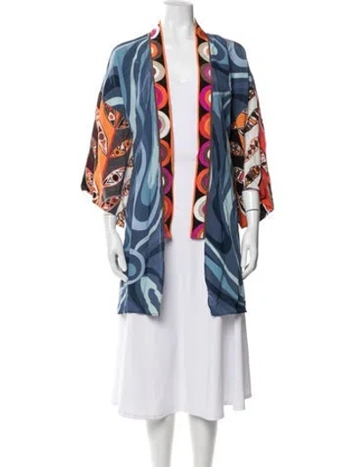 Pre-owned Pucci Silk Printed Jacket In Blue