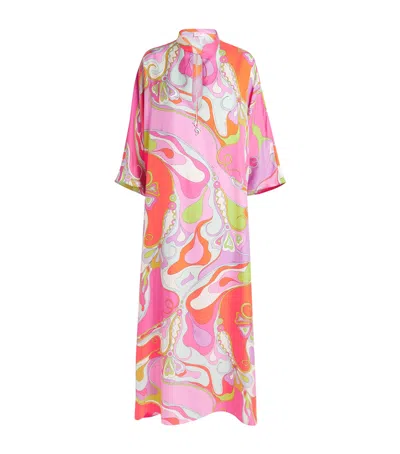 Pucci Silk Printed Kaftan Maxi Dress In Multi