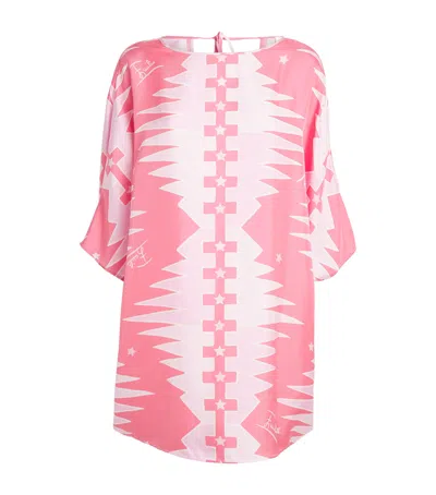 Pucci Silk Printed Kaftan Mini Dress In Pink