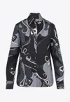 Pucci Abstract Pattern Long Sleeve Silk Shirt In Blue