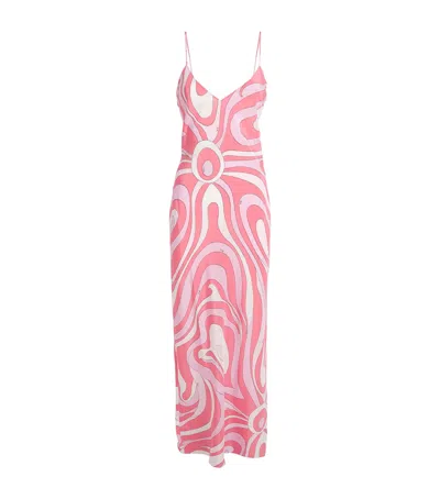 Pucci Silk Printed Maxi Slip Dress In Pink