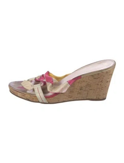 Pre-owned Pucci Silk Printed Sandals In Pink