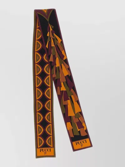 Pucci Silk Printed Scarf In Orange
