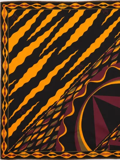 Pucci Silk Printed Scarf In Yellow