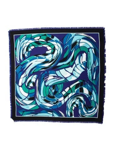 Pre-owned Pucci Silk Printed Scarf In Blue