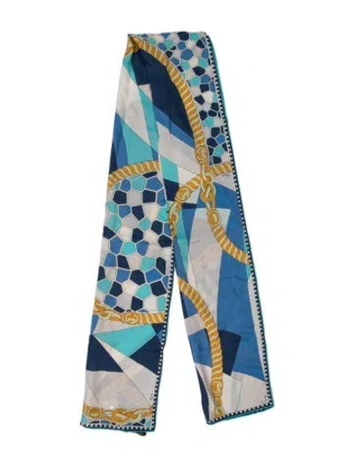 Pre-owned Pucci Silk Printed Scarf In Blue