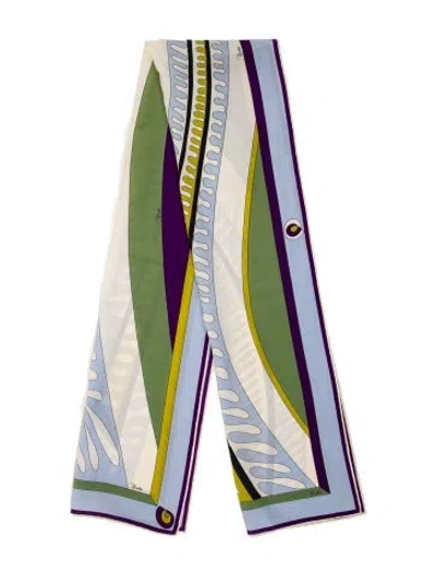 Pre-owned Pucci Silk Printed Scarf In Blue