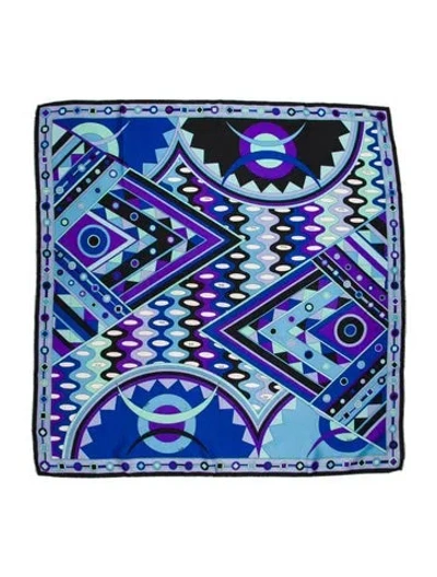 Pre-owned Pucci Silk Printed Scarf In Blue