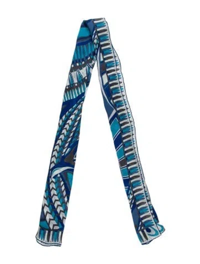 Pre-owned Pucci Silk Printed Scarf In Blue