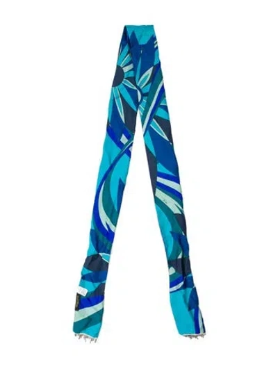 Pre-owned Pucci Silk Printed Scarf In Blue