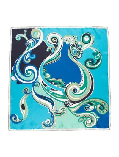 Pre-owned Pucci Silk Printed Scarf In Blue