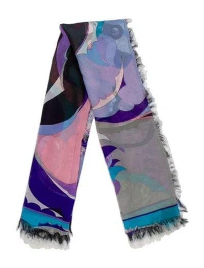 Pre-owned Pucci Silk Printed Scarf In Blue