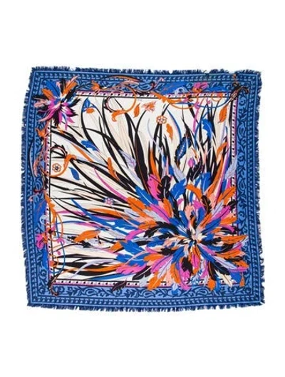 Pre-owned Pucci Silk Printed Scarf In Blue