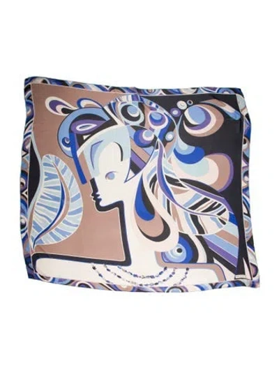 Pre-owned Pucci Silk Printed Scarf In Blue