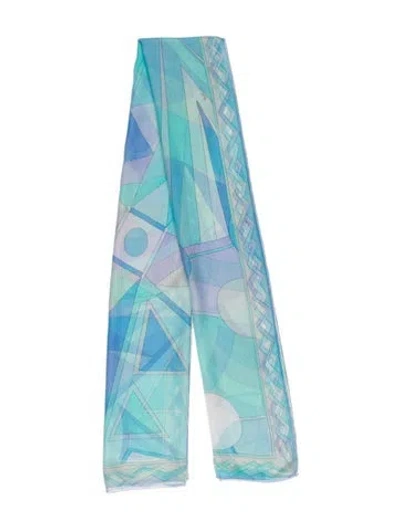 Pre-owned Pucci Silk Printed Scarf In Blue