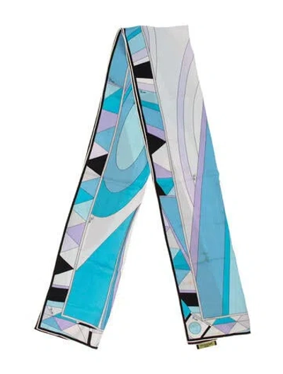 Pre-owned Pucci Silk Printed Scarf In Blue