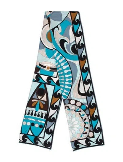 Pre-owned Pucci Silk Printed Scarf In Blue