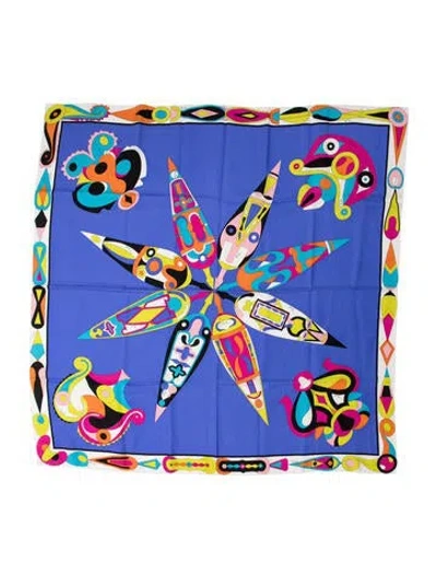 Pre-owned Pucci Silk Printed Scarf In Blue