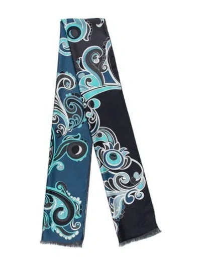 Pre-owned Pucci Silk Printed Scarf In Blue