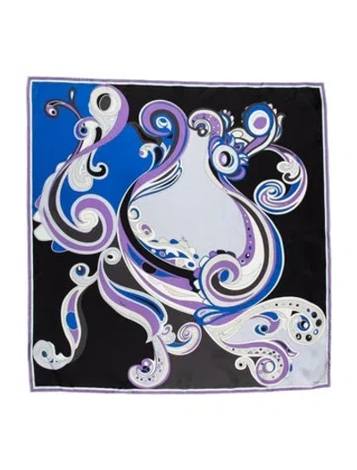 Pre-owned Pucci Silk Printed Scarf In Blue