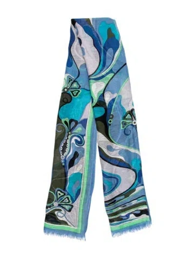 Pre-owned Pucci Silk Printed Scarf In Blue
