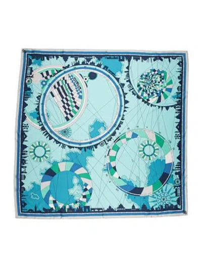 Pre-owned Pucci Silk Printed Scarf In Blue