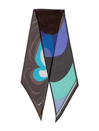 Pre-owned Pucci Silk Printed Scarf In Brown