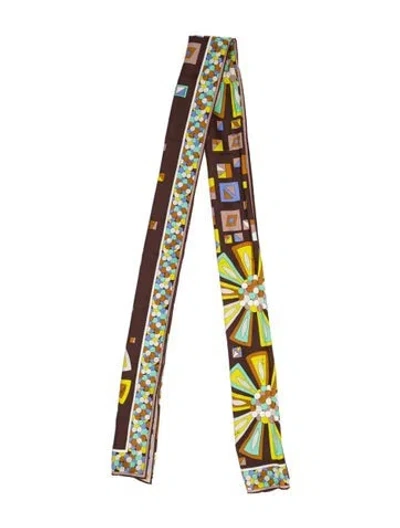 Pre-owned Pucci Silk Printed Scarf In Brown