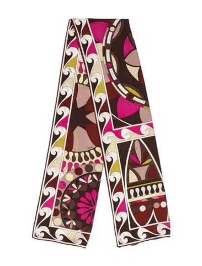 Pre-owned Pucci Silk Printed Scarf In Brown