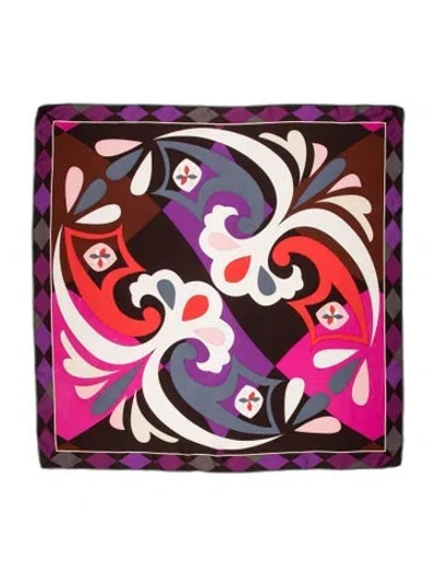 Pre-owned Pucci Silk Printed Scarf In Brown