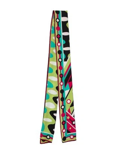 Pre-owned Pucci Silk Printed Scarf In Green