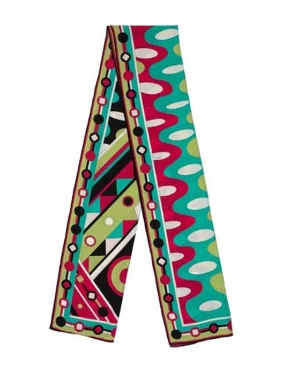 Pre-owned Pucci Silk Printed Scarf In Green