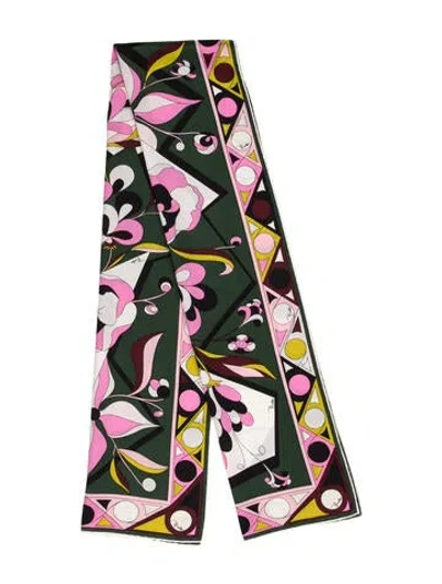 Pre-owned Pucci Silk Printed Scarf In Green