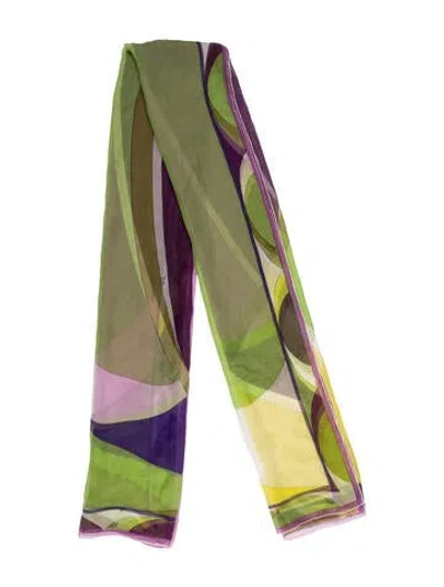 Pre-owned Pucci Silk Printed Scarf In Green