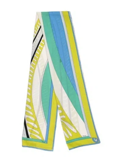 Pre-owned Pucci Silk Printed Scarf In Green