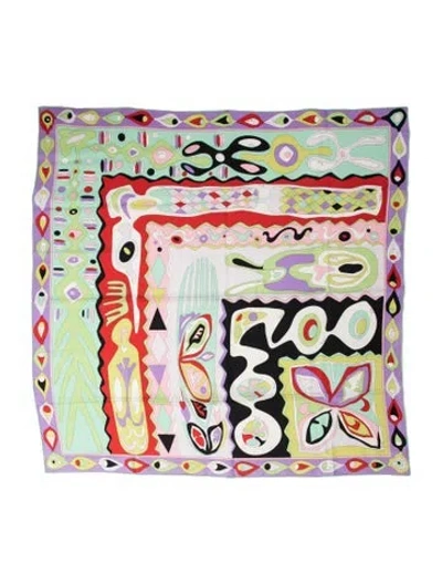 Pre-owned Pucci Silk Printed Scarf In Green