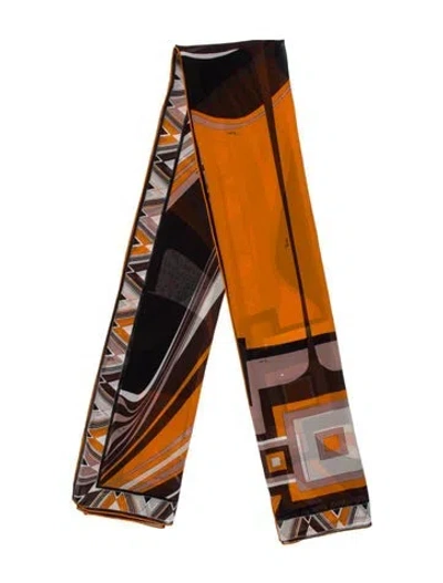 Pre-owned Pucci Silk Printed Scarf In Multi
