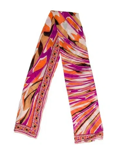 Pre-owned Pucci Silk Printed Scarf In Orange