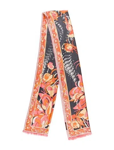 Pre-owned Pucci Silk Printed Scarf In Orange