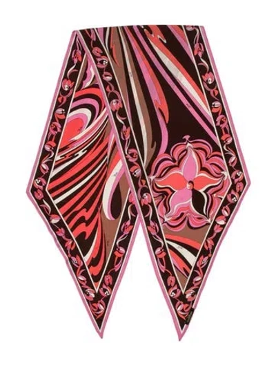 Pre-owned Pucci Silk Printed Scarf In Pink