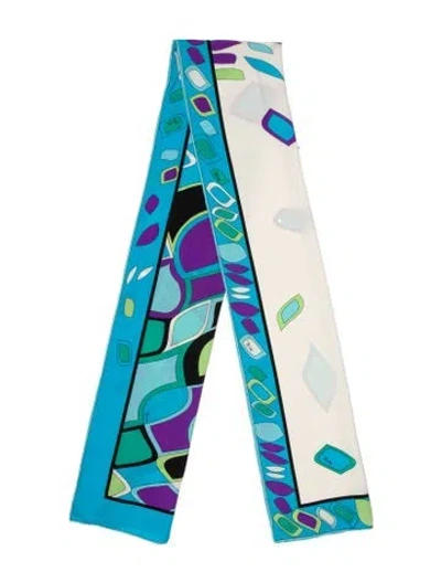 Pre-owned Pucci Silk Printed Scarf W/ Tags In Blue