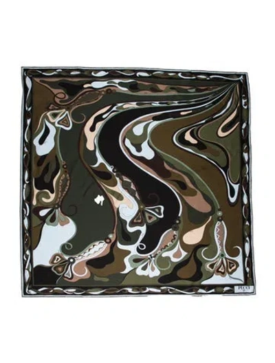 Pre-owned Pucci Silk Printed Scarf W/ Tags In Blue