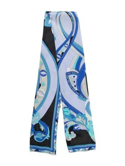 Pre-owned Pucci Silk Printed Scarf W/ Tags In Blue