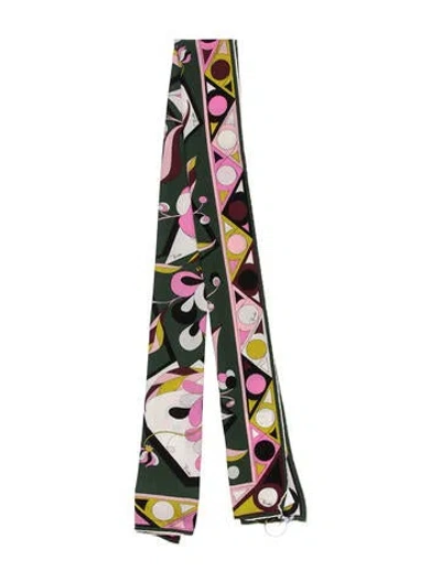 Pre-owned Pucci Silk Printed Scarf W/ Tags In Green