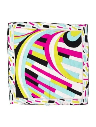 Pre-owned Pucci Silk Printed Scarf In White