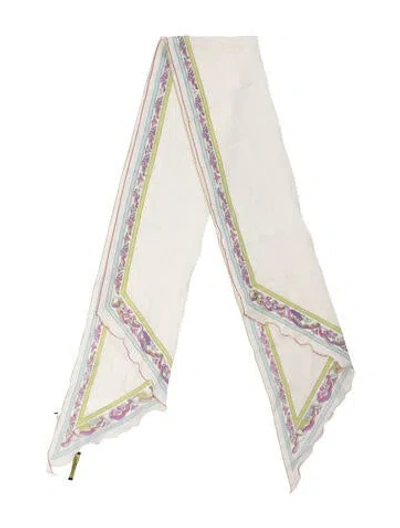 Pre-owned Pucci Silk Printed Scarf In White