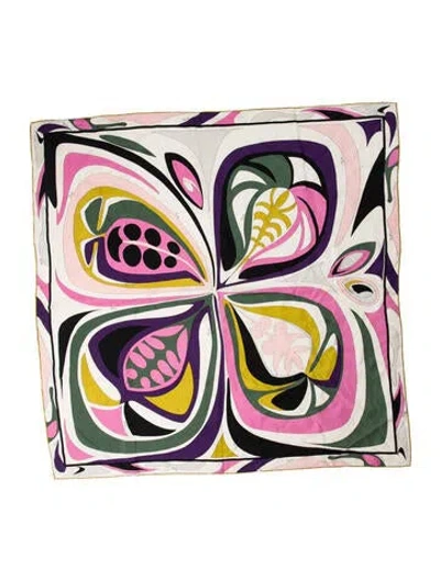 Pre-owned Pucci Silk Printed Scarf In White