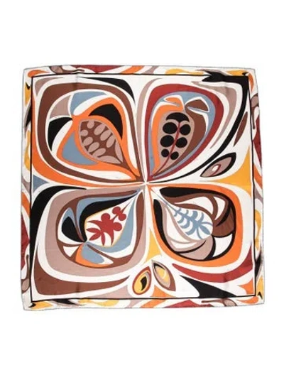 Pre-owned Pucci Silk Printed Scarf In White