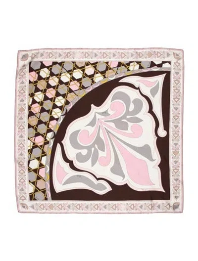 Pre-owned Pucci Silk Printed Scarf In White
