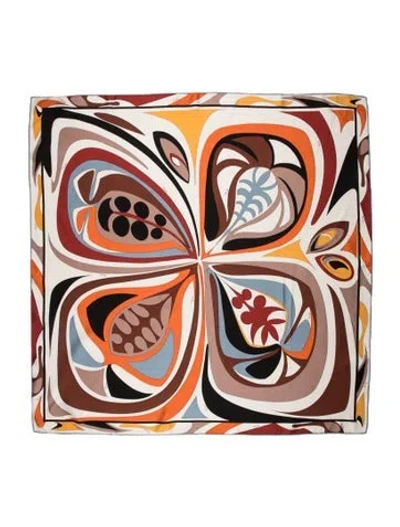 Pre-owned Pucci Silk Printed Scarf In White